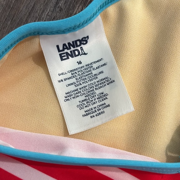 Lands' End striped athletic style bikini size 16 - Picture 5 of 7